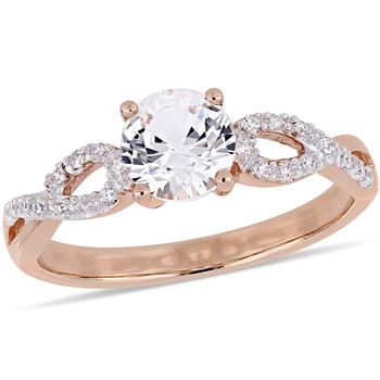 1 CT TGW Created White Sapphire and 1/10 CT TW Diamond Infinity Engagement Ring in 10k Rose gold JMS004998 1 CT TGW Created White Sapphire and 1/10 CT TW Diamond Infinity Engagement Ring in 10k Rose gold JMS004998