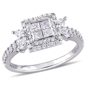 1 CT TW Princess-cut Diamond Quad Halo 14K White Gold Engagement Ring AMR-JMS004191 1 CT TW Princess-cut Diamond Quad Halo 14K White Gold Engagement Ring AMR-JMS004191