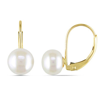 Cultured Freshwater Pearl Leverback Earrings In 10K Yellow Gold JMS003107 Cultured Freshwater Pearl Leverback Earrings In 10K Yellow Gold JMS003107