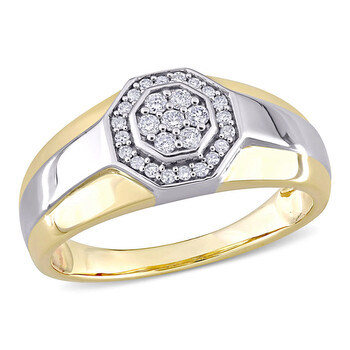 10k Two-Tone Gold 1/4 CT TDW Diamond Octagonal Men's Ring JMS006953