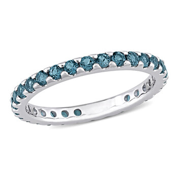 10k White Gold 1 1/2 CT TGW London Blue Topaz Eternity Ring JMS006933