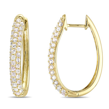 White Sapphire Hoop Earrings In 10K Yellow Gold JMS007923 White Sapphire Hoop Earrings In 10K Yellow Gold JMS007923