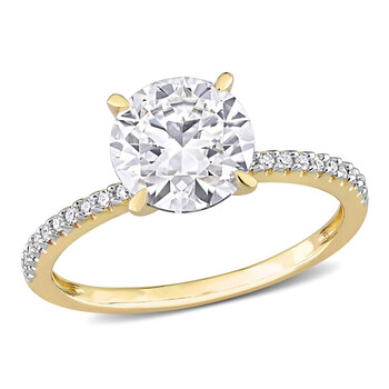 1/10 CT Diamond TW And 1 4/5 CT TGW Created Moissanite-White Fashion Ring 14k Yellow Gold JMS009889