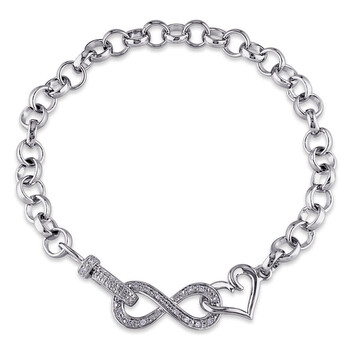 1/10 CT TW Diamond Infinity Heart Bracelet In Sterling Silver JMS006390