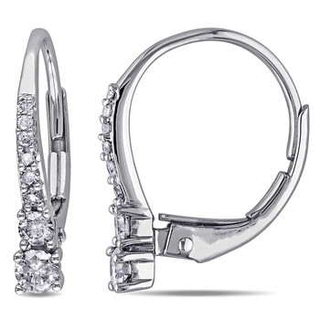 1/3 CT TW Diamond Leverback Earrings In 10K White Gold JMS003026