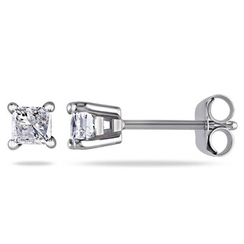 1/2 CT TW Princess Cut Diamond Stud Earrings In 14K White Gold JMS002929