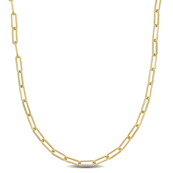 Amour Fancy Paperclip Chain Necklace In Yellow Plated
