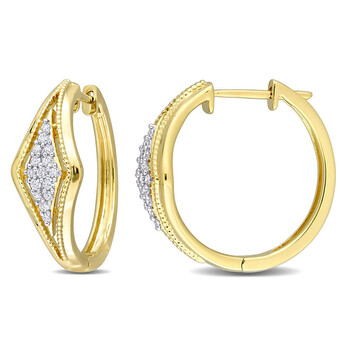 [AMOUR] 14K Yellow Gold ＆ Diamond Lace Leverback Earrings Amour 1/5 CT TW Diamond Lace Leverback Earrings In 14K