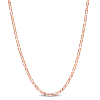 Fancy Rectangular Rolo Chain Necklace In Rose Plated Sterling Silver, 20 In Fancy Rectangular Rolo Chain Necklace In Rose Plated Sterling Silver, 20 In