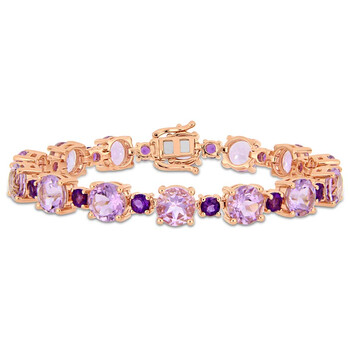 24 5/8 CT TGW Rose De France and Africa-amethyst Tennis Bracelet In Rose Gold Plated Sterling Silver JMS005228 24 5/8 CT TGW Rose De France and Africa-amethyst Tennis Bracelet In Rose Gold Plated Sterling Silver JMS005228