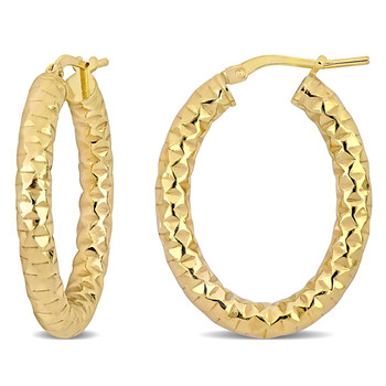 Kylie Harper 10k Yellow Gold 17mm Diamond - cut Swirl Huggy