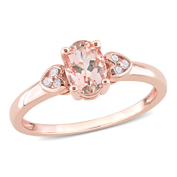 3/4 CT TGW Morganite and Diamond Accent Ring in Rose Plated Sterling Silver JMS008429