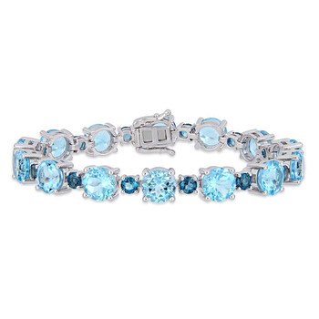 37 1/10 CT TGW Sky-blue Topaz and London-blue Topaz Tennis Bracelet In Sterling Silver JMS005259 37 1/10 CT TGW Sky-blue Topaz and London-blue Topaz Tennis Bracelet In Sterling Silver JMS005259