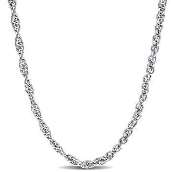 Amour 18 Inch Rope Chain Necklace In Sterling Silver with