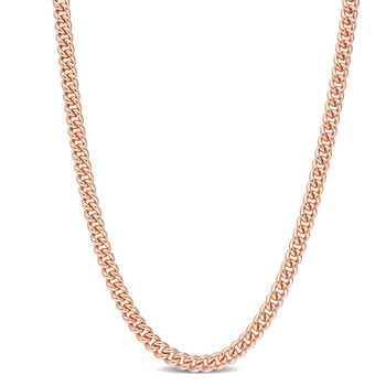 4.4mm Curb Link Chain Necklace In Rose Plated Sterling Silver, 20 In 4.4mm Curb Link Chain Necklace In Rose Plated Sterling Silver, 20 In