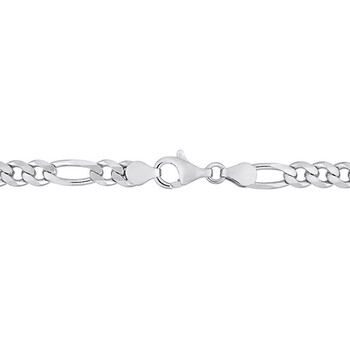 5.5mm Figaro Chain Bracelet In Sterling Silver, 7.5 In