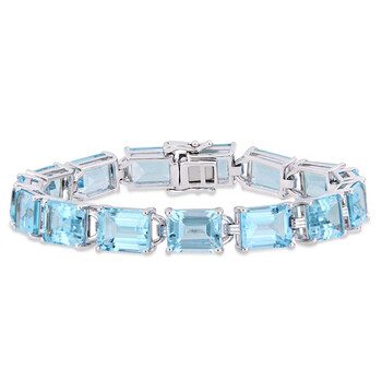 Amour 28 1/2 CT TGW Oval-cut Sky-blue Topaz Tennis Bracelet