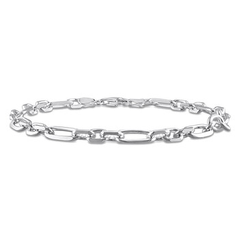 6mm Diamond Cut Figaro Chain Bracelet In Sterling Silver, 9 In JMS008974