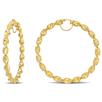 74mm Twisted Hoop Earrings In 14K Yellow Gold JMS009340 74mm Twisted Hoop Earrings In 14K Yellow Gold JMS009340