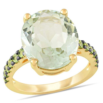 8 CT TGW Green Amethyst Peridot Fashion Ring Yellow Silver Black Rhodium Plated JMS005406