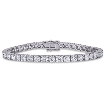 9 1/2 CT DEW Created Moissanite Tennis Bracelet In Sterling Silver JMS007280 9 1/2 CT DEW Created Moissanite Tennis Bracelet In Sterling Silver JMS007280