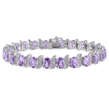 9 5/8 CT TGW Amethyst and Diamond Bracelet In Sterling Silver JMS006392