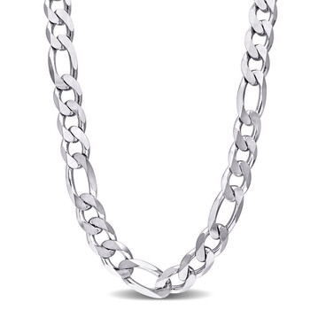 【Sentiments】NO.304 [SILVER] NECKLACE Amour 12.3mm Flat Figaro Chain Necklace In Sterling Silver