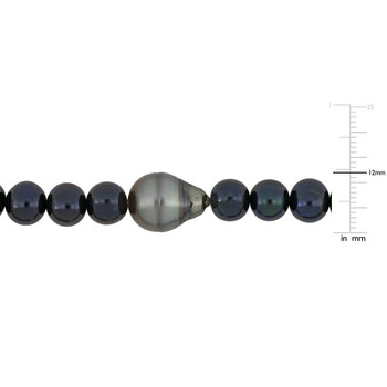 Men's 8.5-9mm Cultured Freshwater Black Pearl 11.5-12mm Tahitian Baroque Black Pearl Necklace Sterling Silver Clasp - 20 In. Men's 8.5-9mm Cultured Freshwater Black Pearl 11.5-12mm Tahitian Baroque Black Pearl Necklace Sterling Silver Clasp - 20 In.