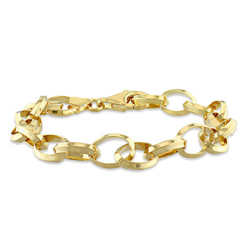 Rolo Chain Bracelet In Yellow Plated Sterling Silver, 7.5 In JMS008727
