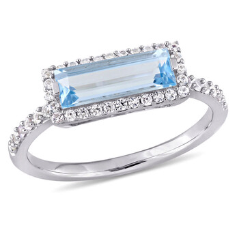 Sterling Silver 1 7/8 CT TGW Sky Blue Topaz And White Sapphire Halo Ring JMS004322 Sterling Silver 1 7/8 CT TGW Sky Blue Topaz And White Sapphire Halo Ring JMS004322