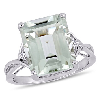 Sterling Silver 5 5/8 CT TGW Green Quartz- White Topaz Fashion Ring JMS002938