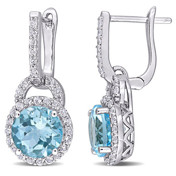 5 5/8 CT TGW White Topaz and Sky-blue Topaz Earrings In Sterling Silver