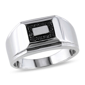 Sterling Silver Black Rhodium Plated 1/10 CT Black Diamond TW Men's Ring JMS008487