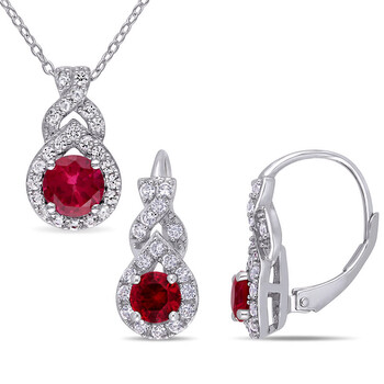 Amour Sterling Silver Tennis Bracelet – Created White Sapphire & Ruby, 7.25 Inches