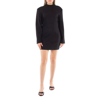 ワンピース VERSACE DRESS (10100431A01253 1B000) Versace Ladies Black Short Draped Viscose Dress, Brand Size