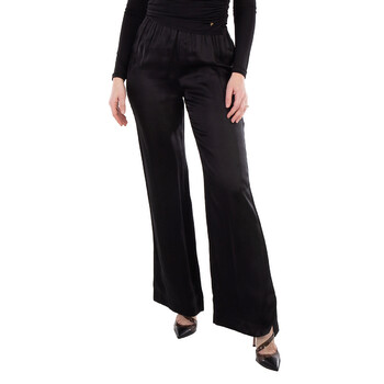 Aje Black Linen-Blend Elements Flared Pant, Brand Size 8 (US