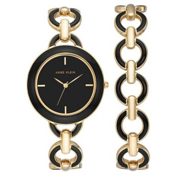 Quartz Black Dial Ladies Watch and Bracelet Set AK/4066BKST