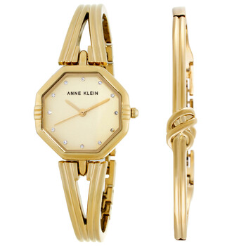 Quartz Crystal Gold Dial Ladies Watch and Bracelet Set AK-5418GPST