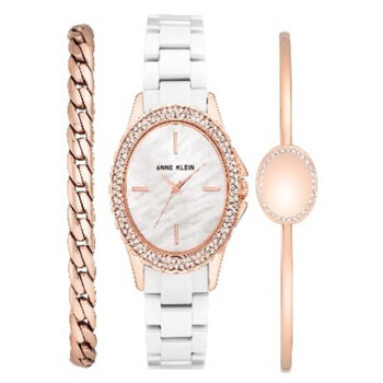 Quartz Crystal Ladies Watch and Bracelet Set AK-4044WTST