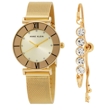 Anne Klein 10/8096 New Battery Ladies‎ Gold Tone Charm MOP Watch 17MM 7\