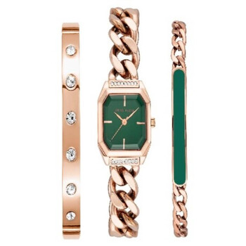 Quartz Green Dial Ladies Watch and Bracelet Set AK-4002GNST
