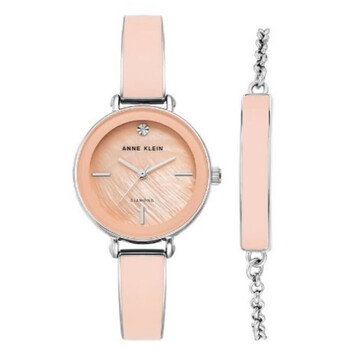 Anne Klein Quartz Black Glossy Dial Ladies Watch and Bracelet Set