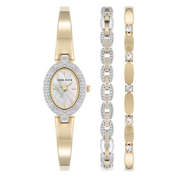 Quartz Mother of Pearl Dial Ladies Watch and Bracelet Set AK-5433TTST
