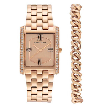 Quartz Rose Gold Dial Ladies Watch and Bracelet Set AK/3990RGST