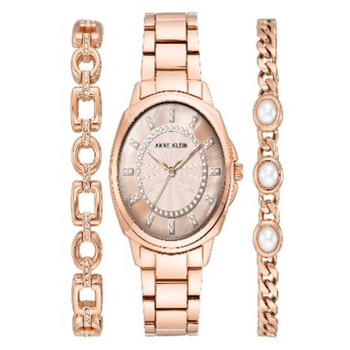 Quartz Rose Gold Dial Ladies Watch and Bracelet Set AK-4052RGST