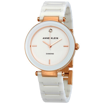 Anne Klein White Dial White Ceramic Ladies Watch 1018RGWT AK/1018RGWT ...