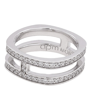 Double Line Pave Stering Silver Ring