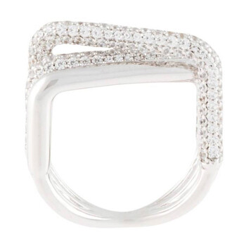 Ladies Crossed Rectangle Crystal Ring