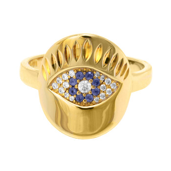 Apm Monaco Ladies Gold-tone Embellished Evil Eye Ring, Size