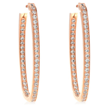 Swarovski Stone Rose Gold Tone Crystal Hoops Earrings Swarovski Stone Rose Gold Tone Crystal Hoops Earrings